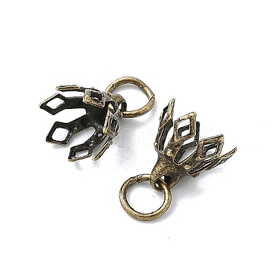 Flower Rack Plating Brass Filigree Bead Cap Bails KK-L102-27AB-1