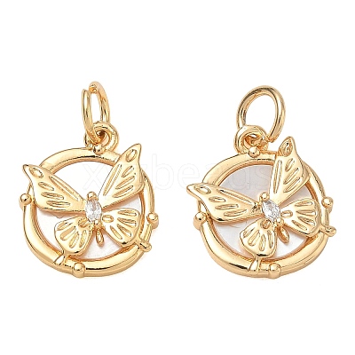 Brass Micro Pave Clear Cubic Zirconia Pendants CU-CBAB0CF-17G-1