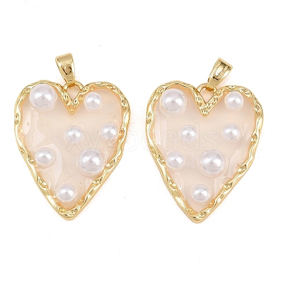 Rack Plating Brass & Epoxy Resin Pendants KK-C059-10A-G-1