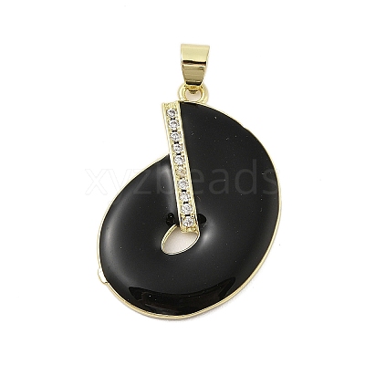 Disc Rack Plating Brass Micro Pave Cubic Zirconia Pendants KK-Z074-17G-1