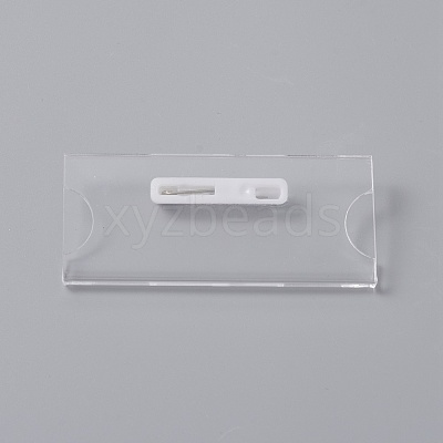 Transparent Acrylic Rectangle ID Card Sleeves Brooch Finding FIND-WH0108-54-1