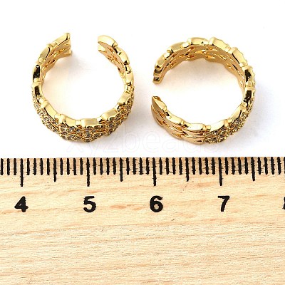 Brass Micro Pave Clear Cubic Zirconia Cuff Earrings EJEW-K309-10G-1