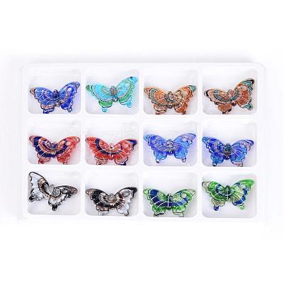 Handmade Silver Foil Lampwork Pendants FOIL-S122-B-1