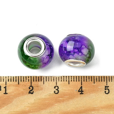 Two Tone Glass European Beads GPDL-K003-01G-1