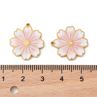 304 Stainless Steel Enamel Pendants STAS-S156-01G-06-1