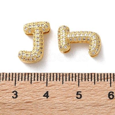 Rack Plating Brass Micro Pave Cubic Zirconia Slide Charms KK-C084-34G-J-1