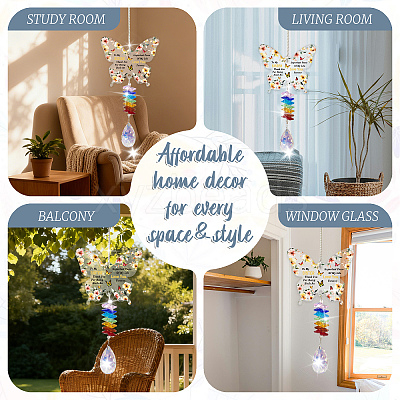 Glass Teardrop Hanging Suncatchers HJEW-WH0201-018-1