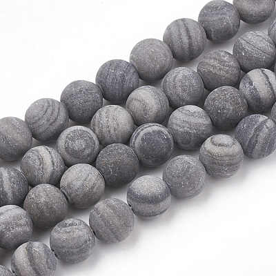 Natural Black Wood Lace Stone Wooden Jasper Beads Strands G-T106-012-1