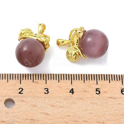 Brass Cat Eye Pendants KK-G548-11G-01-1