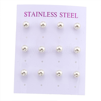 Plastic Imitation Pearl Stud Earrings STAS-D0001-03-P-A-1