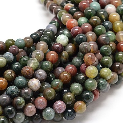 Natural Indian Agate Round Bead Strands X-G-P075-40-4mm-1