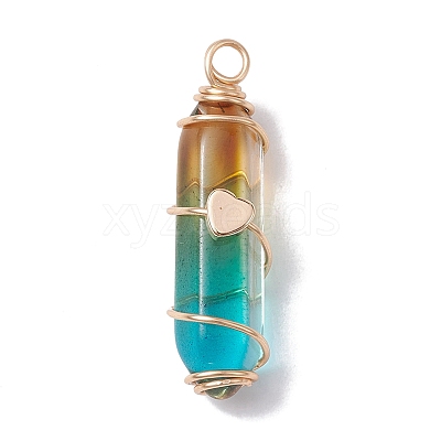 Glass Brass Pendants PALLOY-JF02563-1