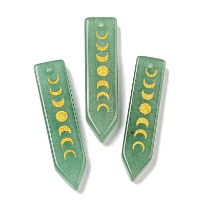 Natural Green Aventurine Moon Phase Pendants G-C145-01F-1