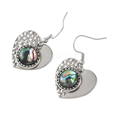 Paua Shell and 304 Stainless Steel Dangle Earrings EJEW-JE07471-02-1