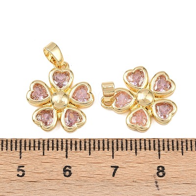 Brass Micro Pave Cubic Zirconia Pendants KK-C248-08G-1