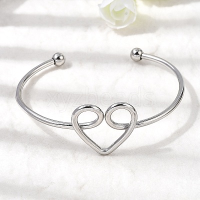 304 Stainless Steel Cuff Bangles for Women BJEW-Z150-02P-01-1