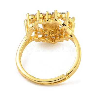 Heart with Saint Rack Plating Brass Micro Pave Cubic Zirconia Adjustable Rings RJEW-I105-04G-06-1