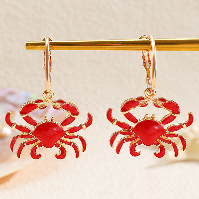 Crab Alloy Enamel Hoop Earrings WG3E1EE-02-1