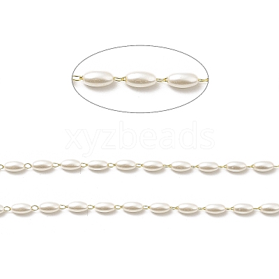 Handmade Oval Plastic Beaded Chains CHS-I019-10G-01-1