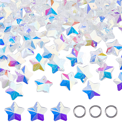 Electroplate Glass Charms GLAA-FH0001-90-1