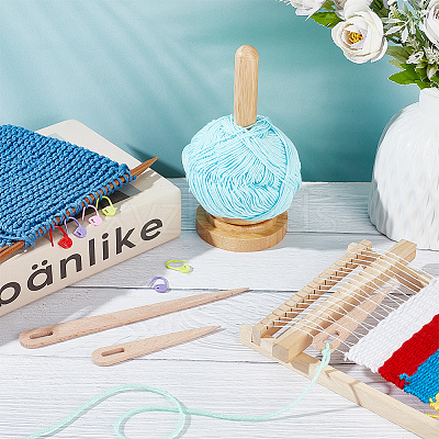 1 Set Wooden Big Eye Knitting Needles DIY-NB0009-58-1