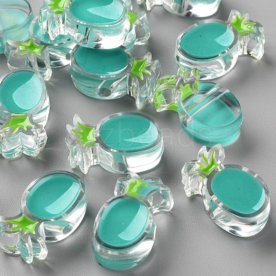 Transparent Enamel Acrylic Beads TACR-S155-002G-1
