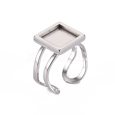 Tarnish Resistant 201 Stainless Steel Cuff Pad Ring Settings STAS-S080-041A-P-1