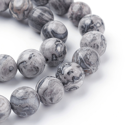 Natural Map Stone/Picasso Stone/Picasso Jasper Beads Strands G-G047-10mm-1