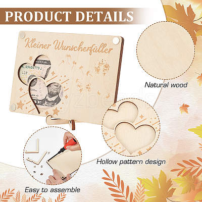 Laser Cut Wooden Money Holder Display Stands AJEW-FG0004-22A-1
