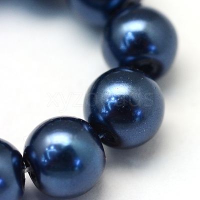 Baking Paint Pearlized Glass Pearl Round Bead Strands X-HY-Q330-8mm-15-1