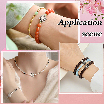6 Starnds Tibetan Style Flower Alloy Bead Strands TIBEB-ME0001-12-NR-1