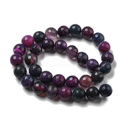 Faceted Natural Fire Crackle Agate Beads Strands G-F447-12mm-N05-1