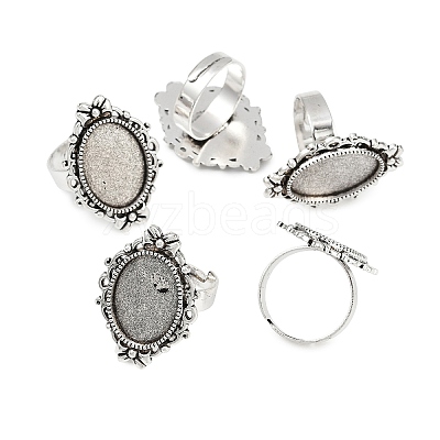 Vintage Adjustable Iron Finger Ring Components Alloy Cabochon Bezel Settings PALLOY-Q300-10AS-NR-1