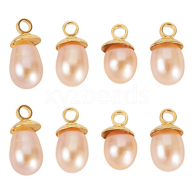 8Pcs Natural Pearl Pendants PALLOY-TAC0180-1