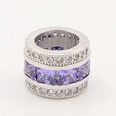 Medium Purple CZ Jewelry Findings Brass Micro Pave Cubic Zirconia Beads X-ZIRC-M015-25P-NR-1