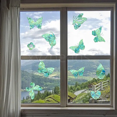 7PCS 3 Styles PVC Stickers Colorful Window Stickers Rainbow Prism Butterfly Flower Static Glass Window Stickers JX824A-1