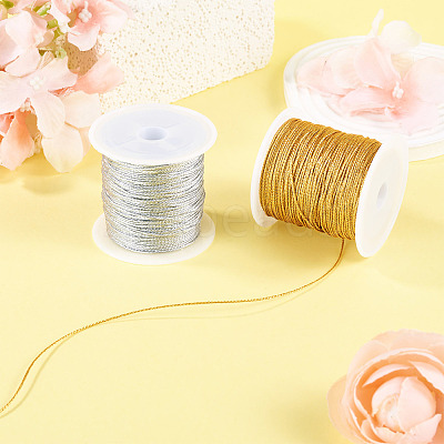 2 Rolls 2 Colors 15-Ply Round PET Metallic Thread MCOR-TA0001-03E-1