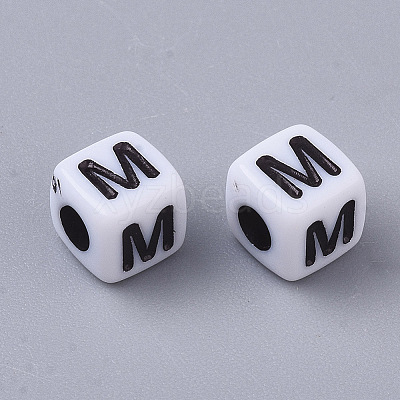 White Opaque Acrylic Beads X-MACR-R869-02M-1