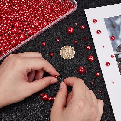 2120Pcs 8 Styles Imitation Pearl Resin Beads Strands RESI-AR0001-47-1