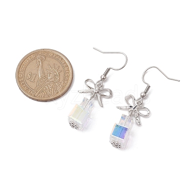 Brass with Glass Dangle Earrings for Women EJEW-TA00550-1