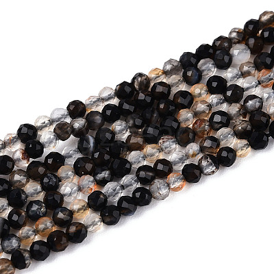 Natural Black Agate Beads Strands G-T143-09-1