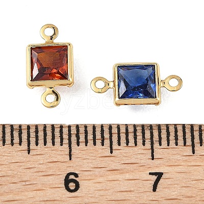 SHEGRACE Brass Pave Cubic Zirconia Square Connector Charms XGRQ2O980-440G-1