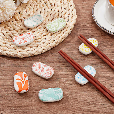 2 Sets 2 Styles Ceramic Chopstick Stands DJEW-CP0001-36B-1