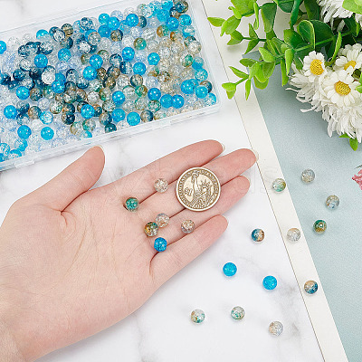 240Pcs 8 Style Crackle Transparent Glass Beads CCG-GO0001-01-1