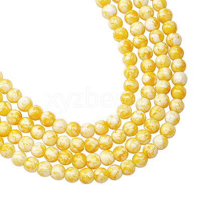 Baking Paint Glass Round Bead Strands DGLA-AR0001-02-1