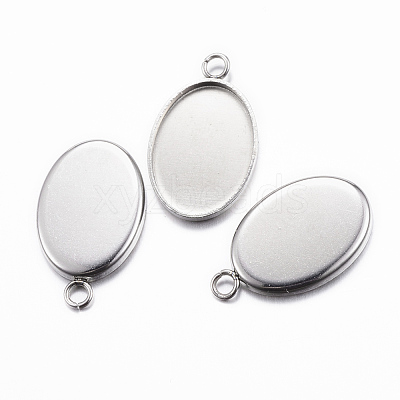 Non-Tarnish 304 Stainless Steel Pendant Cabochon Settings X-STAS-G075-21P-1