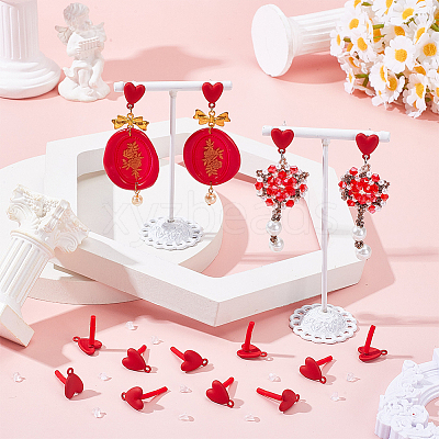 30Pcs Heart Alloy Stud Earring Findings FIND-SP0005-60A-02-1