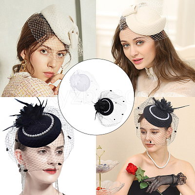 2Pcs 2 Colors Women's Fascinator Hat AJEW-GF0010-07-1