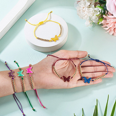 6Pcs 6 Colors Alloy Enamel Link Bracelets BJEW-TAC0043-1
