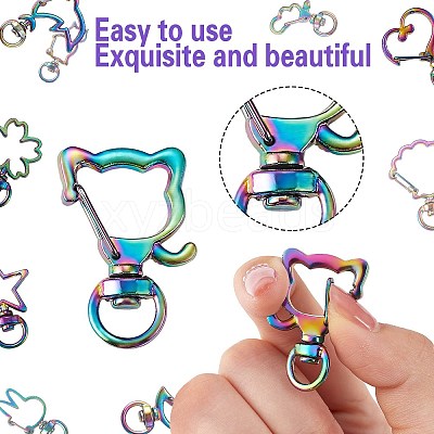 20Pcs 10 Styles Rainbow Color PVD Vacuum Plating Alloy Keychain Clasps JX114A-1